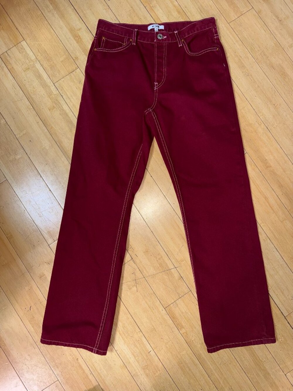 RE/DONE RED WOMENS STRAIGHT LEG JEANS SIZE 26